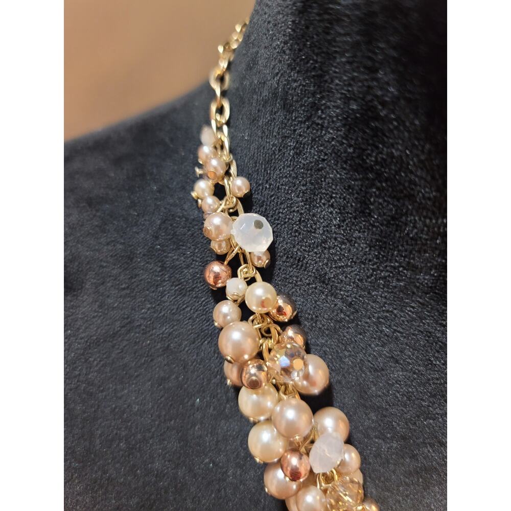 Women's Gold Chain Pearl Cluster Necklace With Lobster Clasp By The Limited - Picture 5 of 7